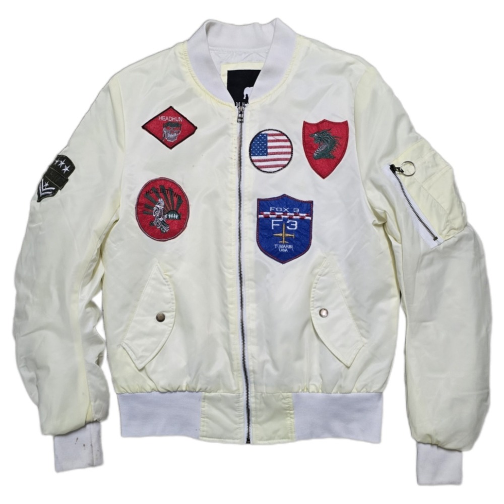American Stitch Men's M White Aviator Bomber Flight Jacket Army‎ F3 USA Retro